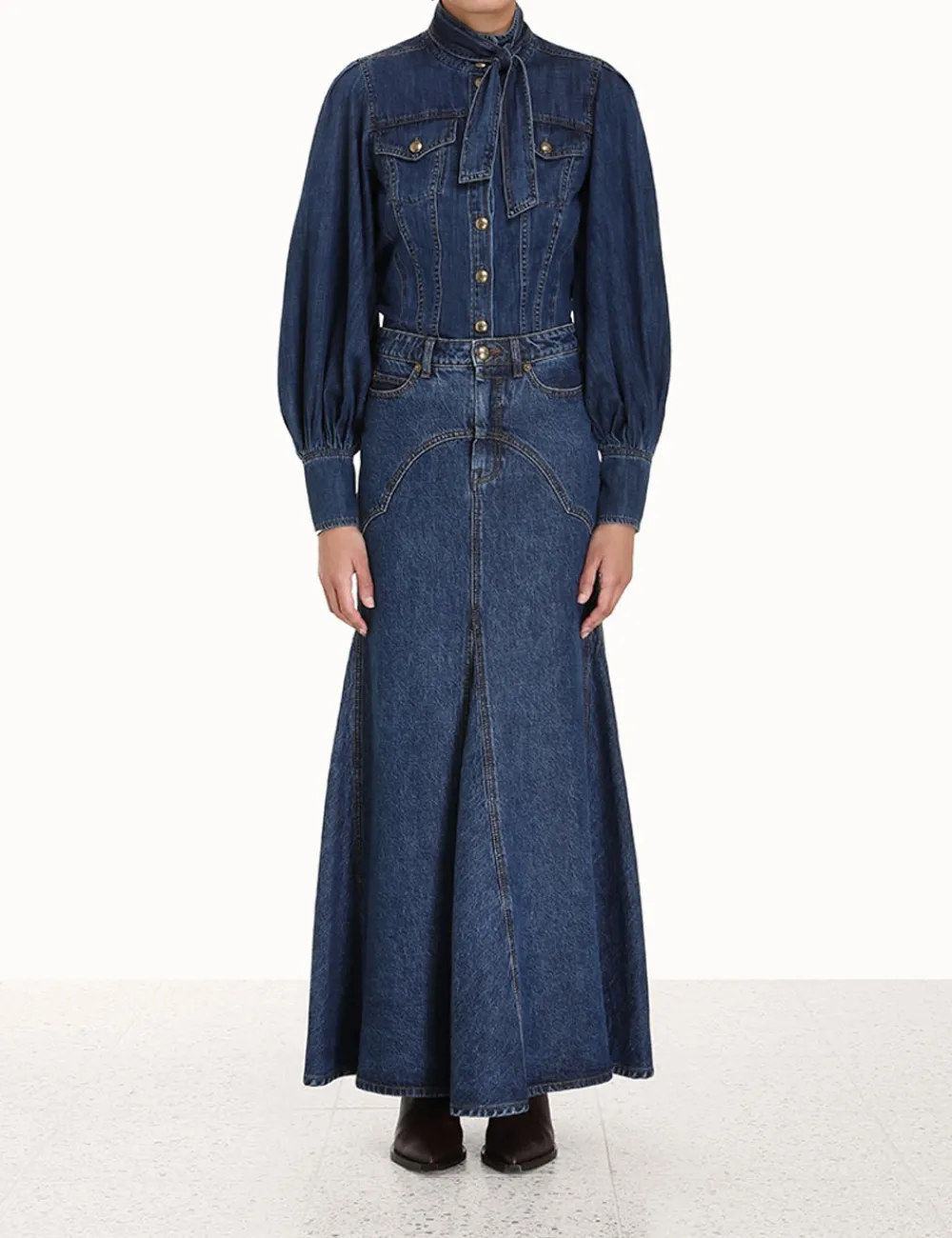 ZIMMERMANN Clothing<Luminosity Denim Corset Shirt