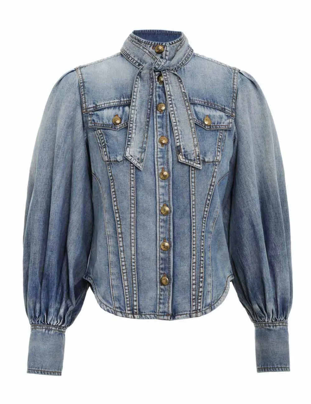 ZIMMERMANN Tops<Luminosity Denim Corset Shirt