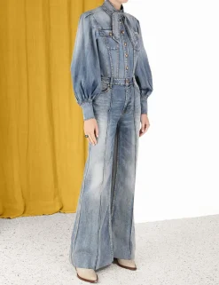 ZIMMERMANN Denim<Luminosity Denim Corset Shirt