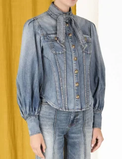 ZIMMERMANN Denim<Luminosity Denim Corset Shirt