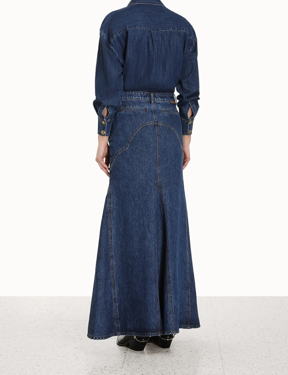 ZIMMERMANN Clothing<Luminosity Denim Maxi Skirt