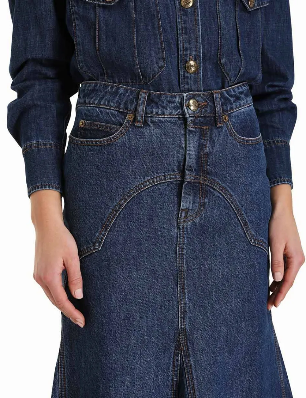 ZIMMERMANN Clothing<Luminosity Denim Maxi Skirt