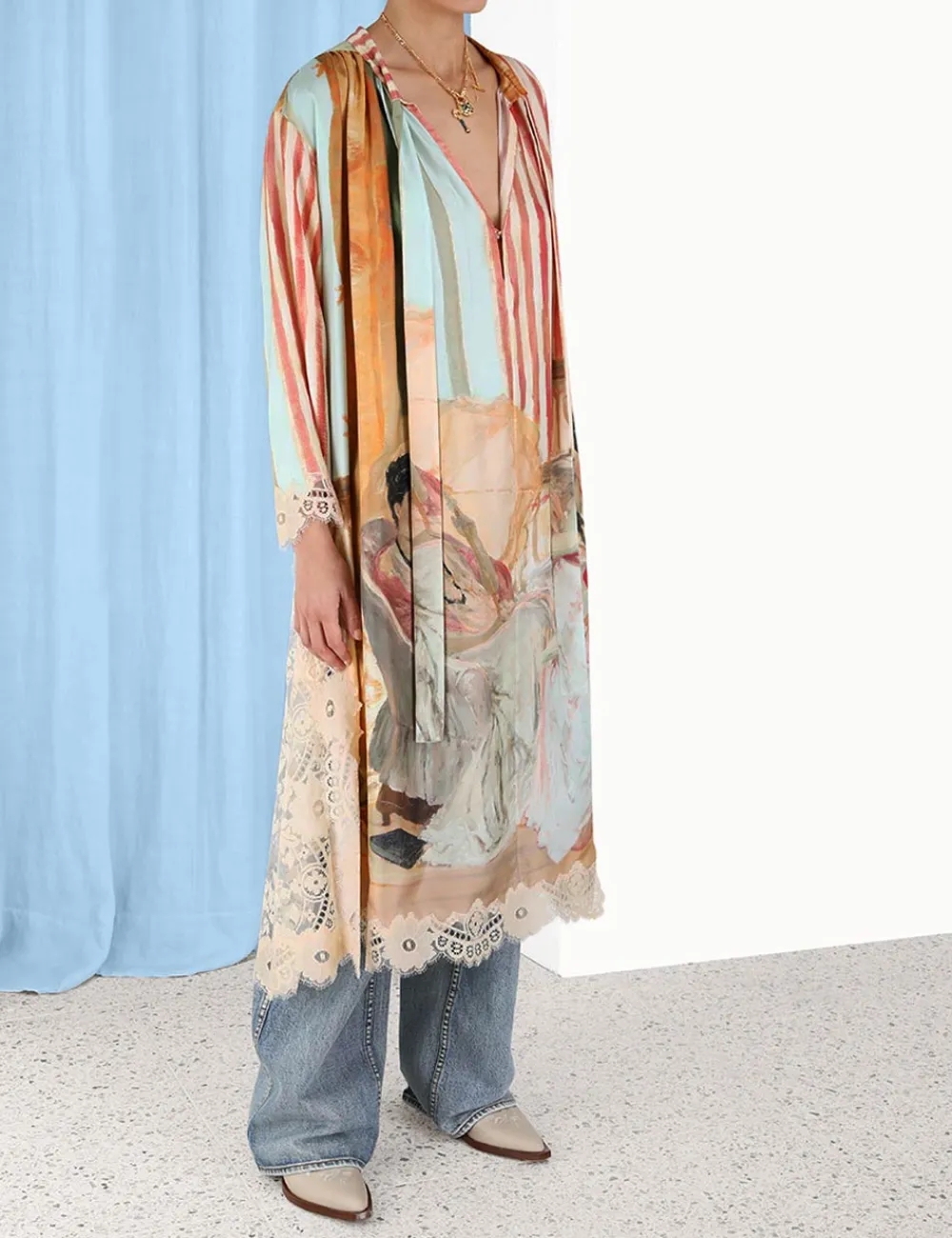 ZIMMERMANN In Denim<Luminosity Lace Back Midi