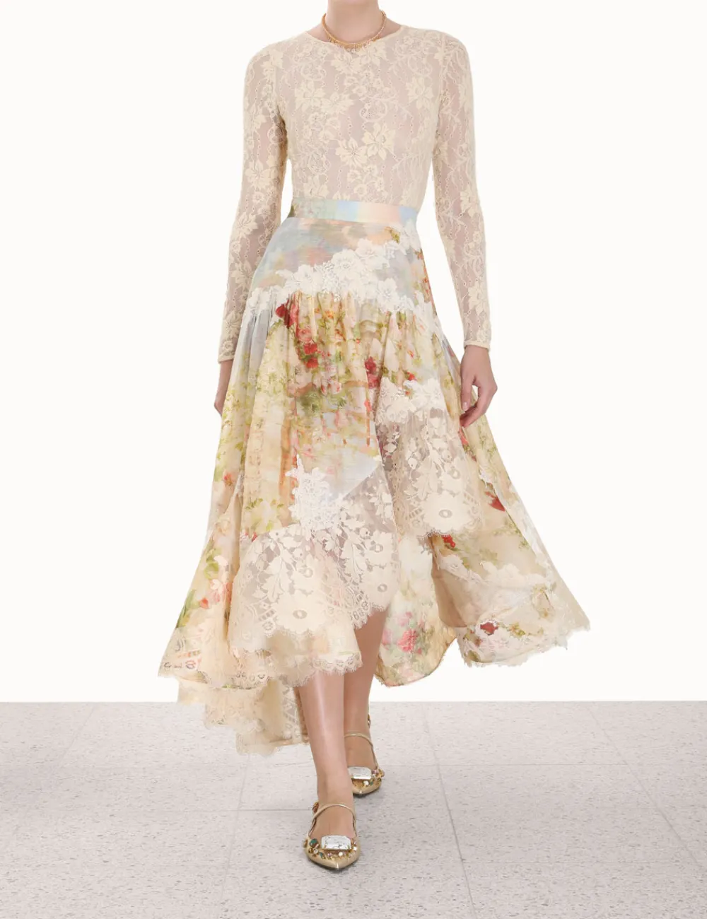 ZIMMERMANN Luminosity<Luminosity Lace Spliced Skirt