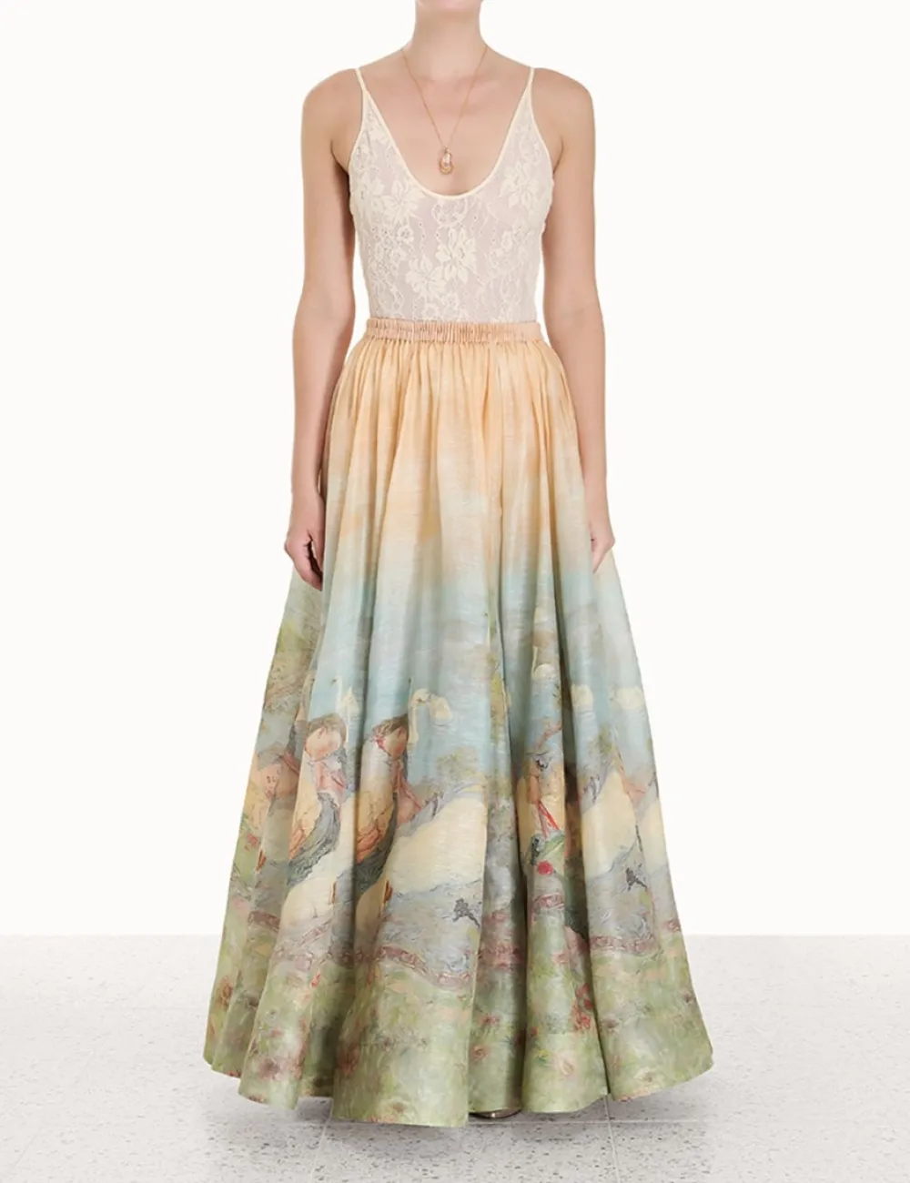 ZIMMERMANN In Denim<Luminosity Ruched Maxi Skirt