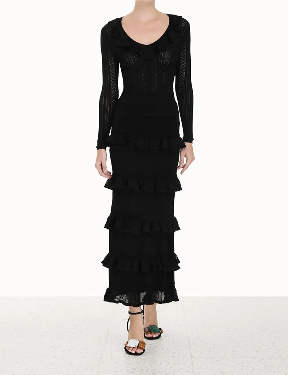 ZIMMERMANN Knitwear<Luminosity V-Neck Ruffle Top