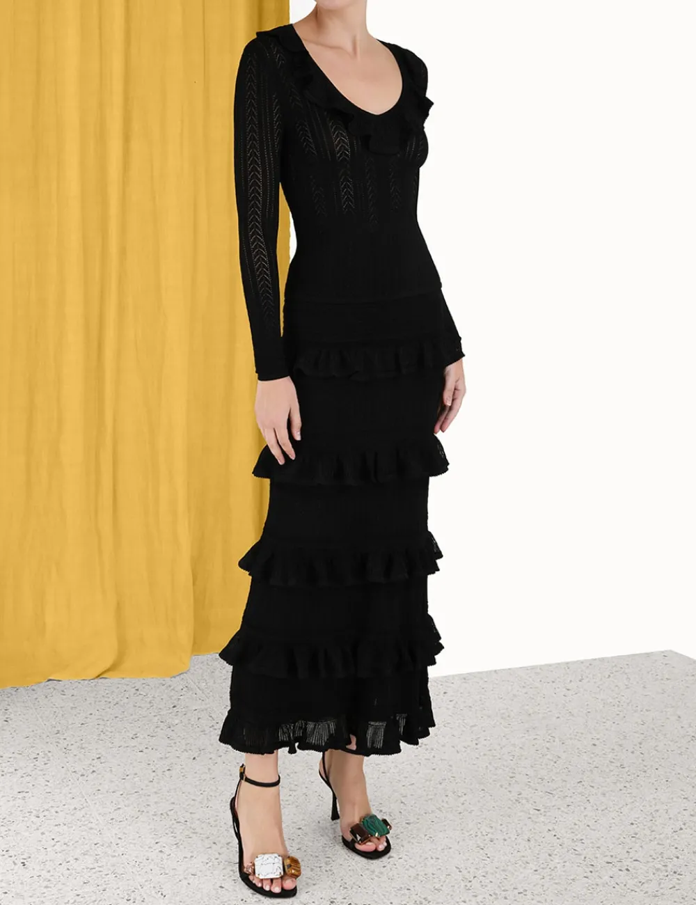 ZIMMERMANN Knitwear<Luminosity V-Neck Ruffle Top