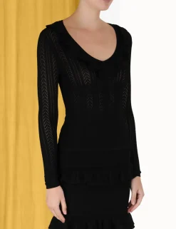 ZIMMERMANN Knitwear<Luminosity V-Neck Ruffle Top