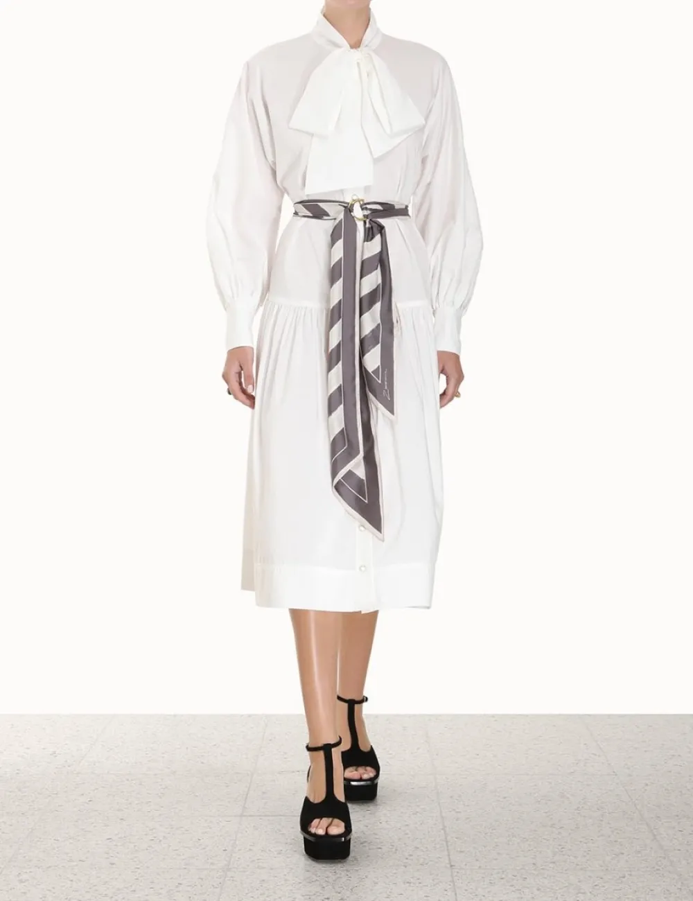 ZIMMERMANN Luminosity<Lyrical Scarf Tie Shirt Dress
