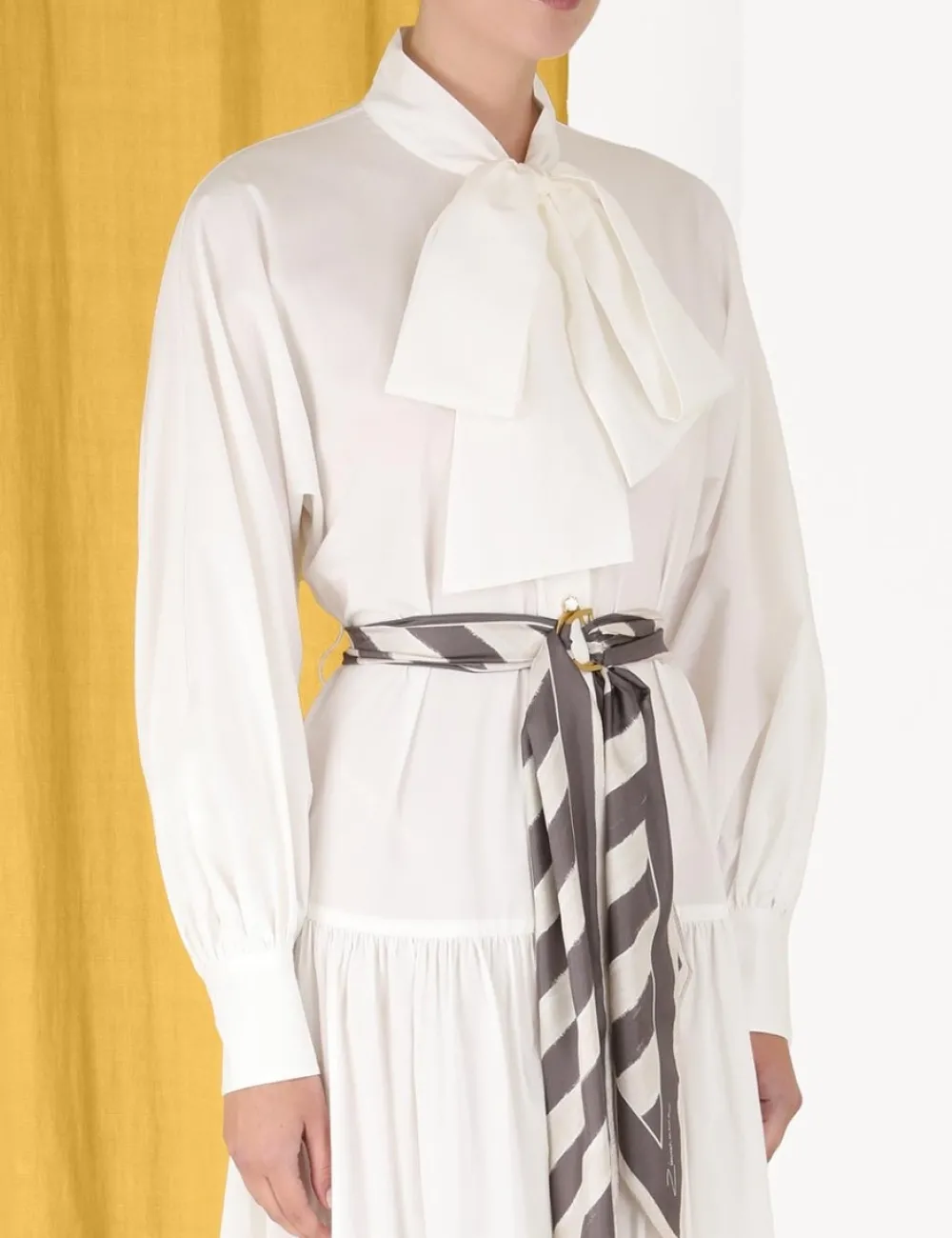 ZIMMERMANN Luminosity<Lyrical Scarf Tie Shirt Dress