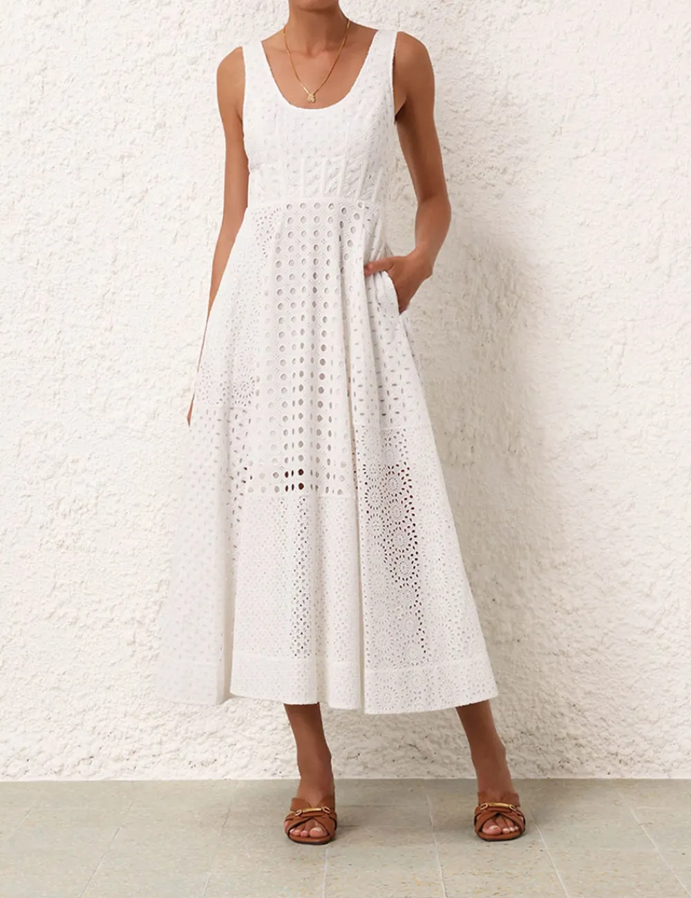 ZIMMERMANN Dresses<Matchmaker Anglaise Midi