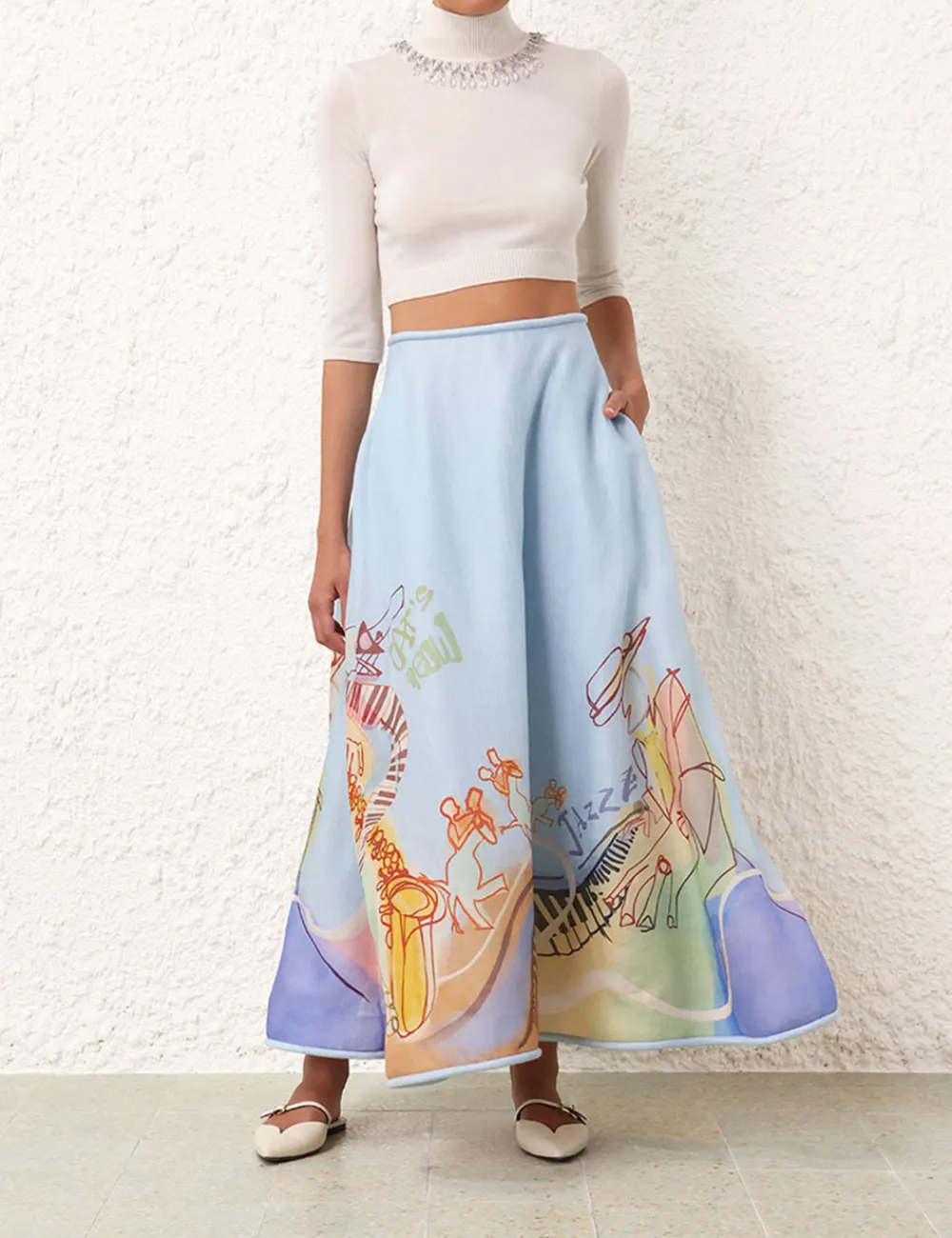 ZIMMERMANN Clothing<Matchmaker Poster Flare Skirt