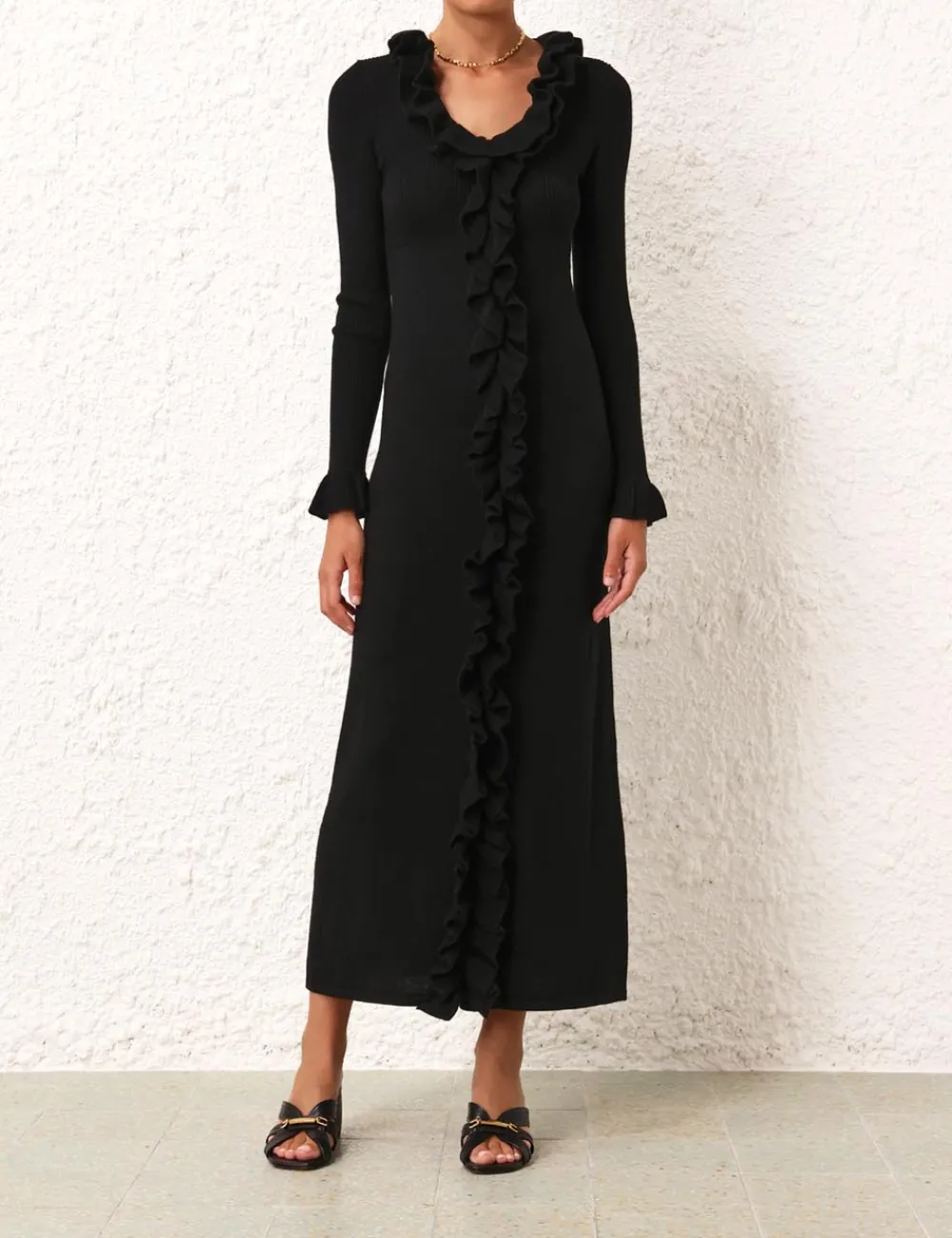 ZIMMERMANN Knitwear<Matchmaker V-Neck Ruffle Dress
