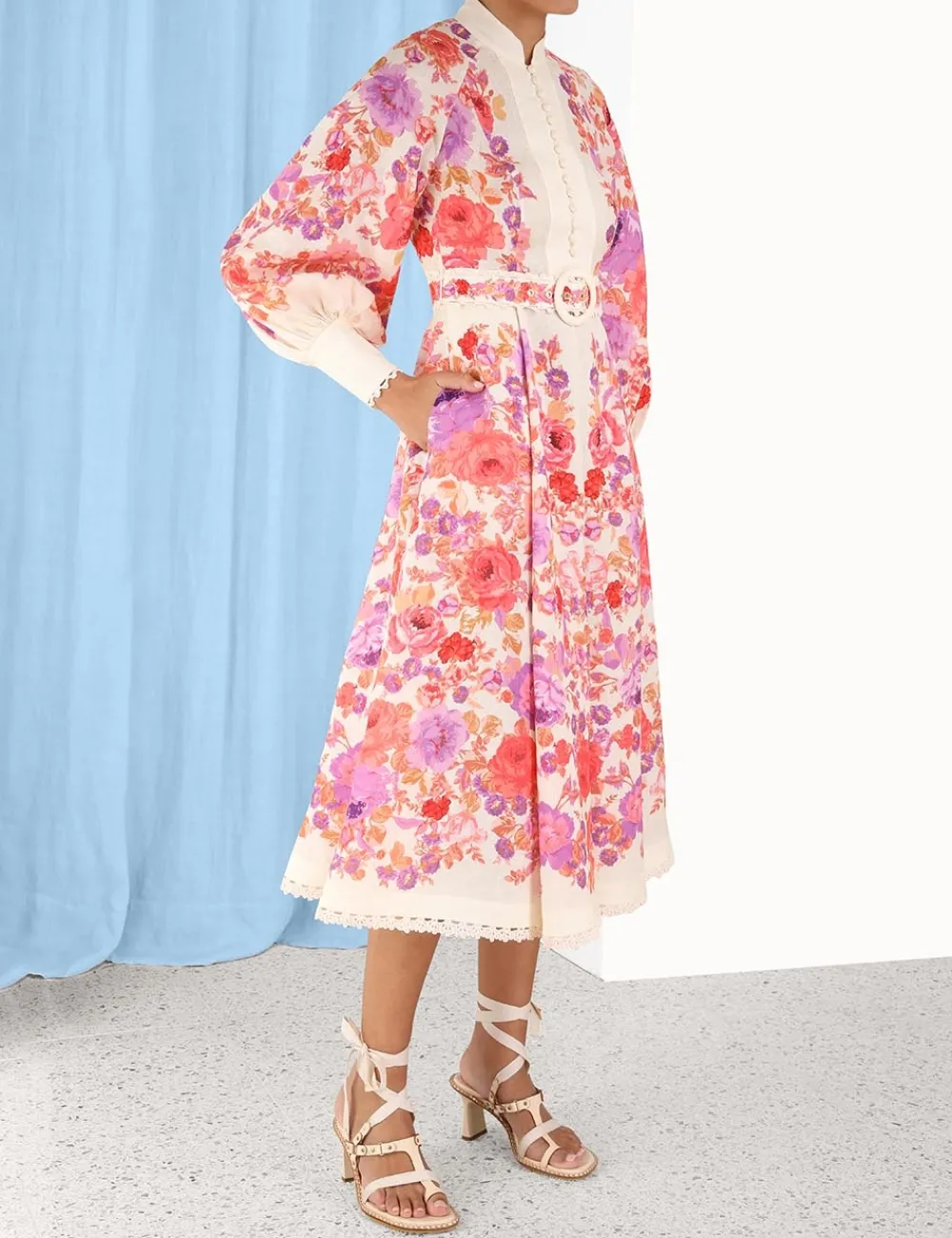 ZIMMERMANN Clothing<Raie Billow Sleeve Midi Dress