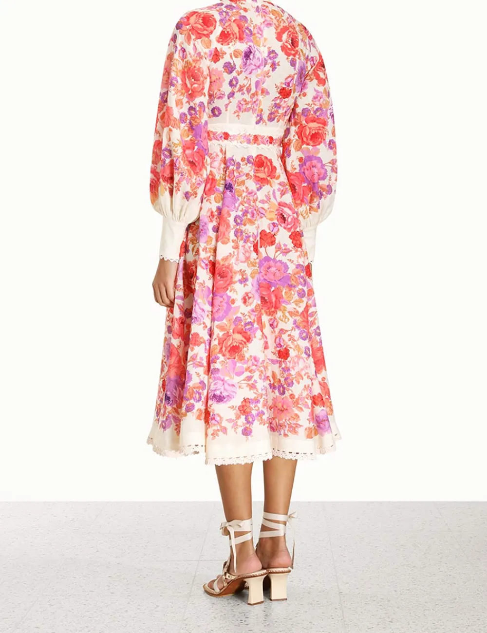 ZIMMERMANN Clothing<Raie Billow Sleeve Midi Dress