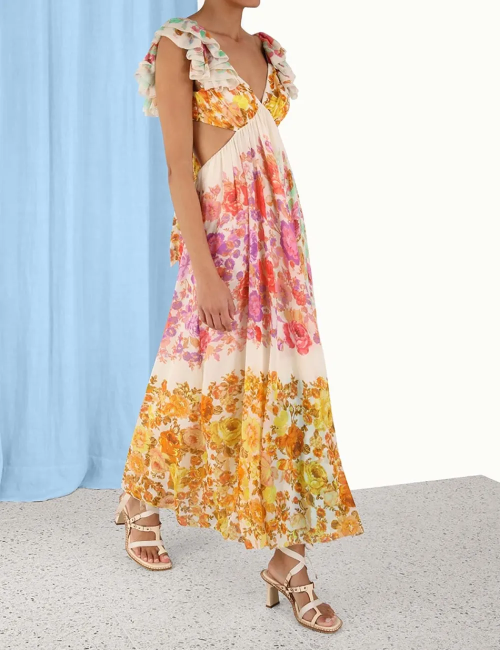 ZIMMERMANN Dresses & Coverups<Raie Frill Shoulder Midi Dress