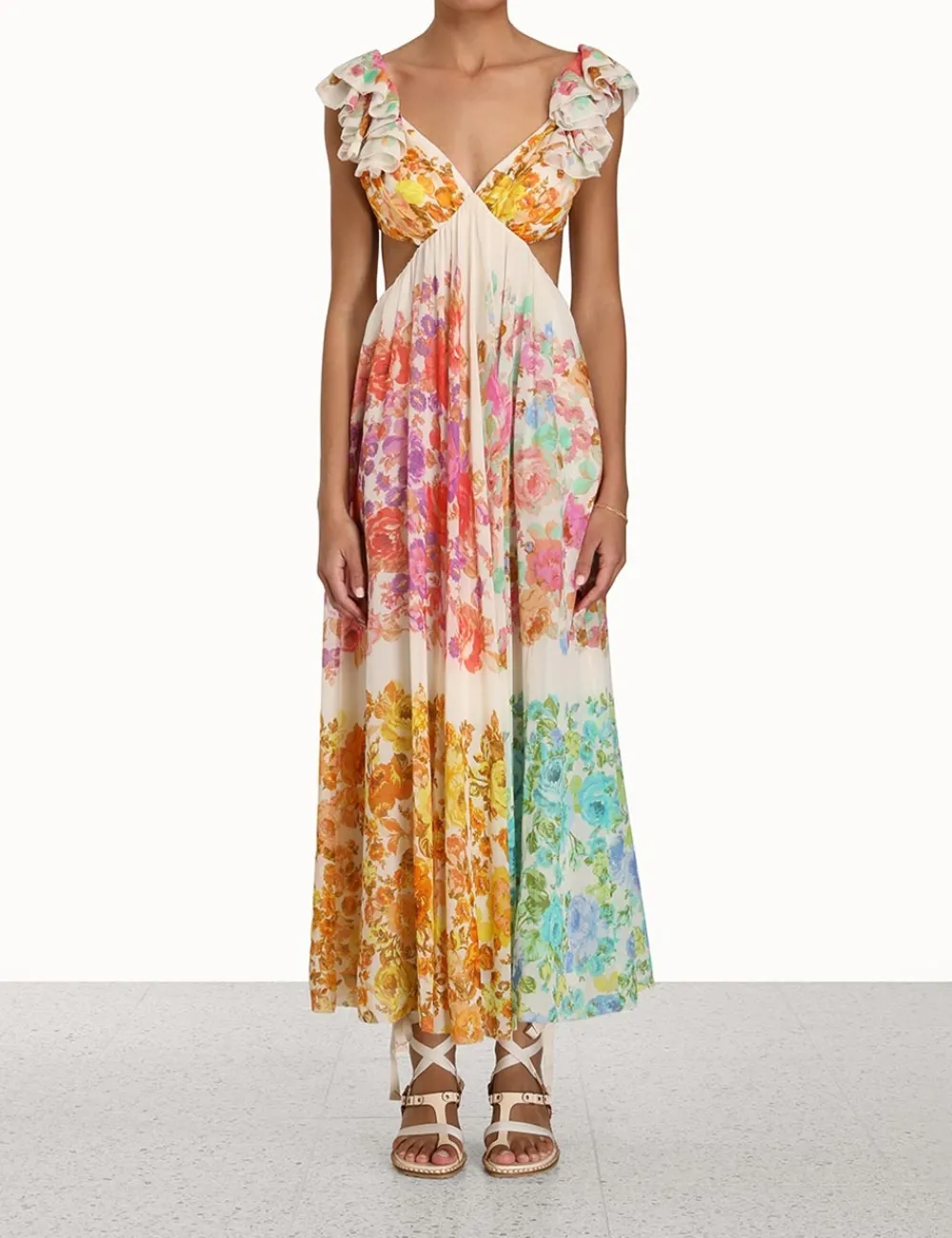 ZIMMERMANN Dresses & Coverups<Raie Frill Shoulder Midi Dress