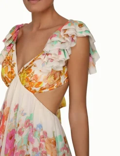 ZIMMERMANN Dresses & Coverups<Raie Frill Shoulder Midi Dress