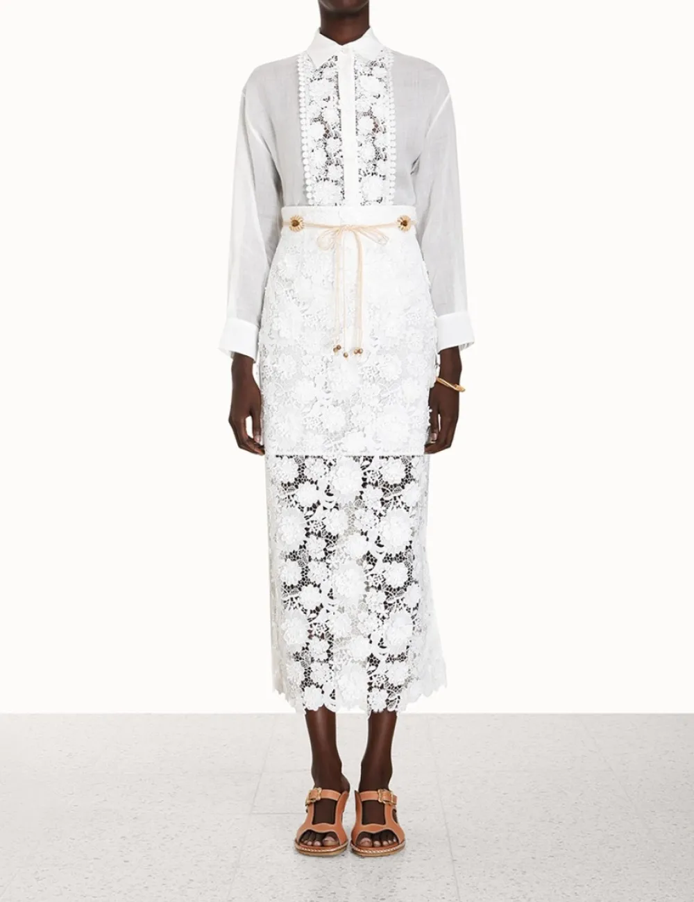 ZIMMERMANN In Denim<Raie Lace Flower Shirt