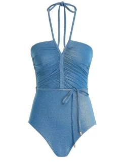ZIMMERMANN One Pieces<Raie Lurex Ruched Halter 1Pc