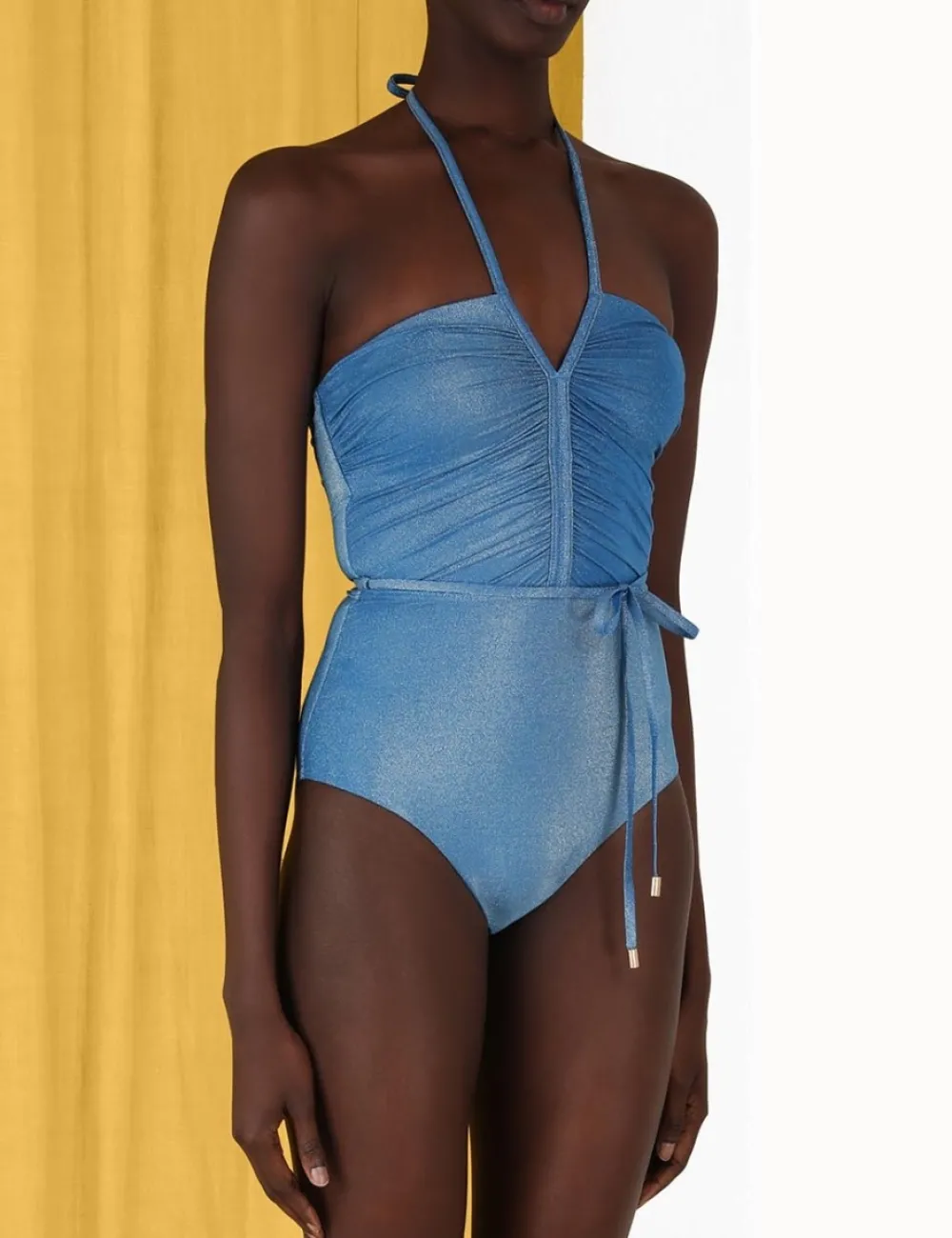 ZIMMERMANN One Pieces<Raie Lurex Ruched Halter 1Pc