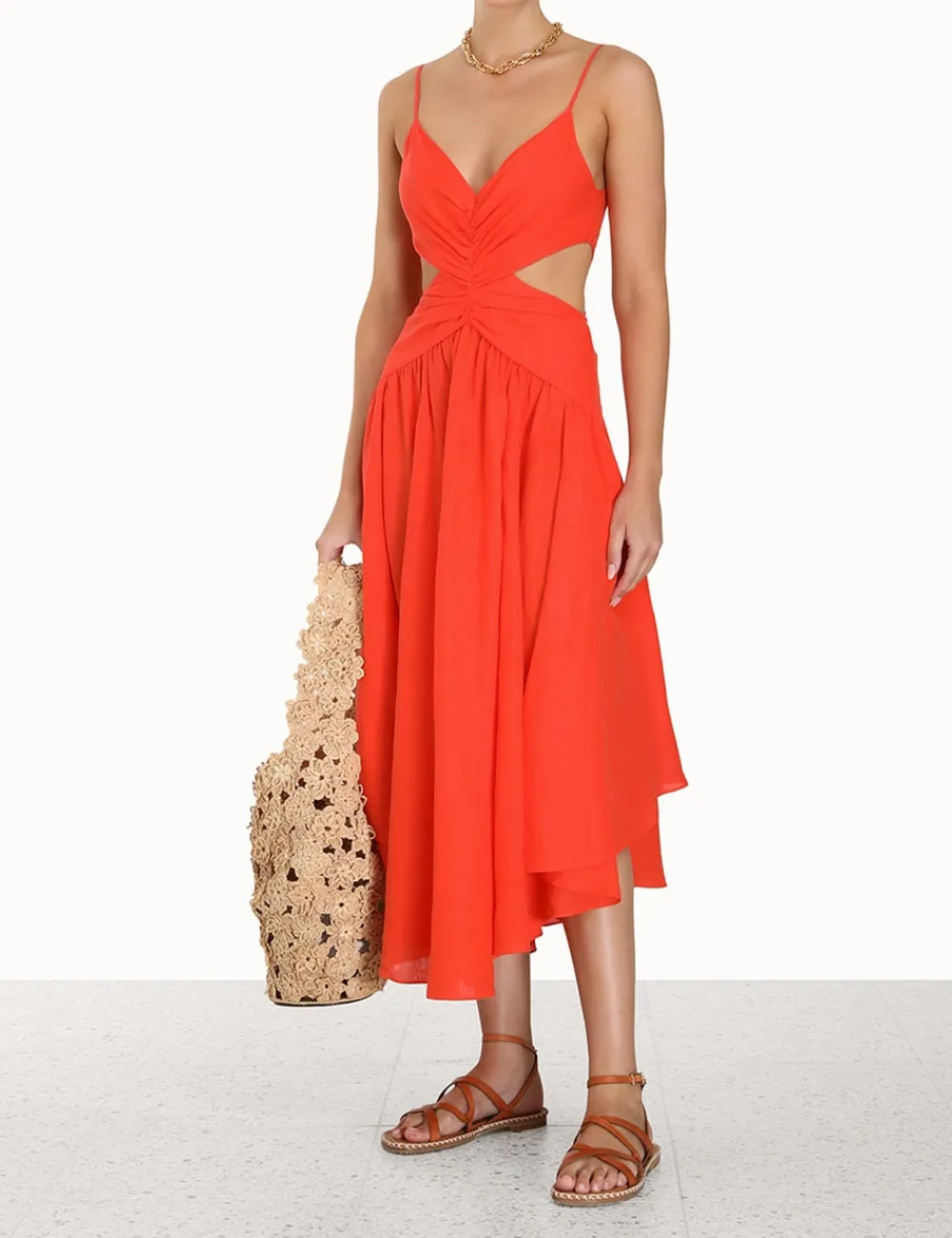 ZIMMERMANN Clothing<Raie Plunge Cut Out Midi Dress