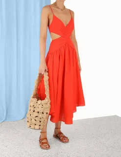 ZIMMERMANN Clothing<Raie Plunge Cut Out Midi Dress