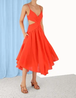 ZIMMERMANN Dresses & Coverups<Raie Plunge Cut Out Midi Dress