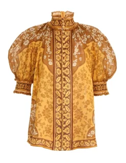 ZIMMERMANN Tops<Raie Short Sleeve Blouse