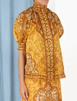 ZIMMERMANN Tops<Raie Short Sleeve Blouse