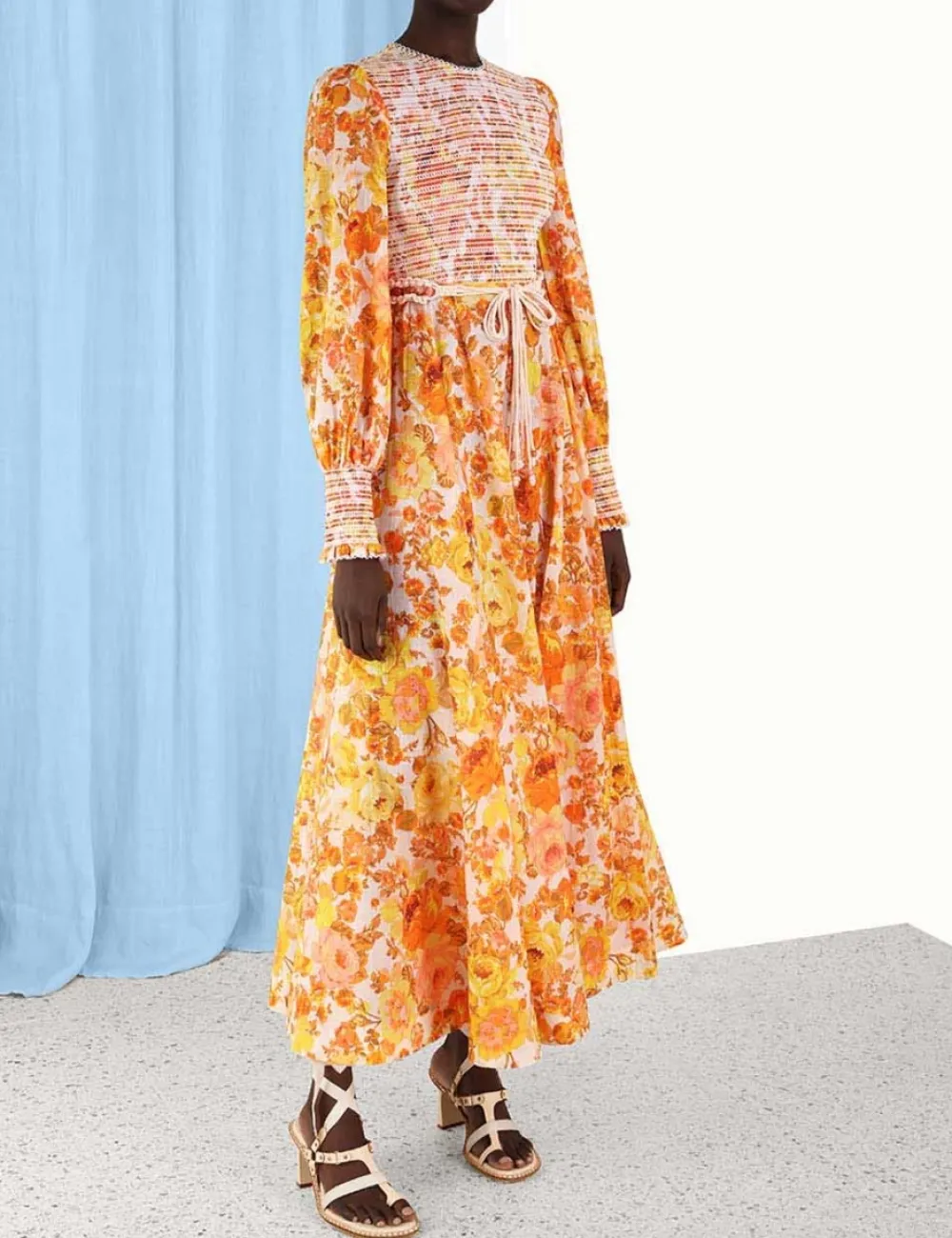 ZIMMERMANN Clothing<Raie Smocked Bodice Midi Dress