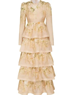 ZIMMERMANN Luminosity<Sensory Tiered Midi Dress