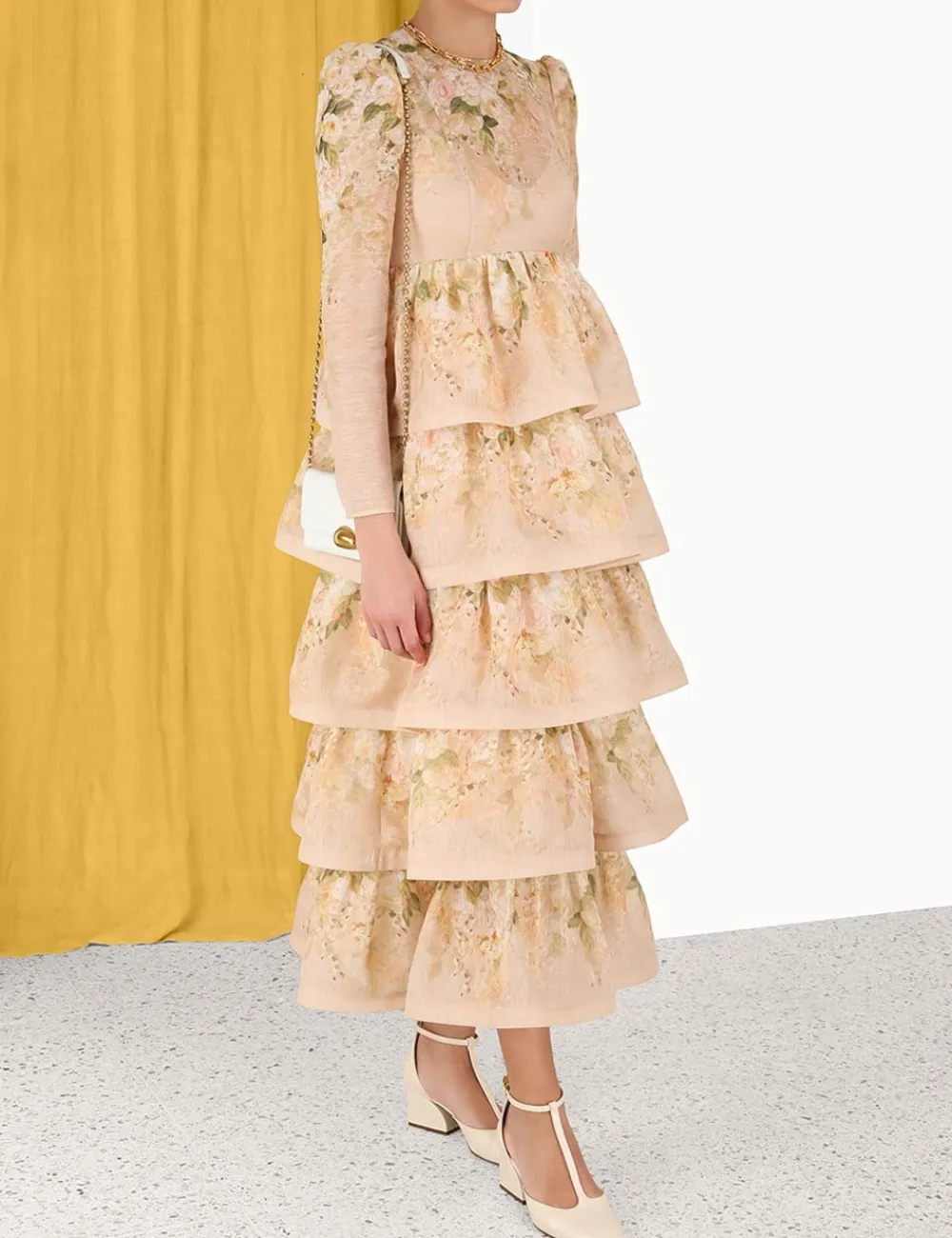 ZIMMERMANN Luminosity<Sensory Tiered Midi Dress