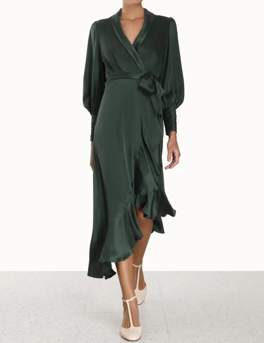ZIMMERMANN Luminosity<Silk Wrap Midi Dress
