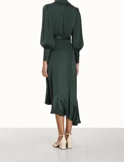 ZIMMERMANN Luminosity<Silk Wrap Midi Dress