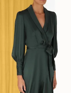ZIMMERMANN Luminosity<Silk Wrap Midi Dress