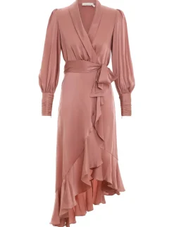 ZIMMERMANN Luminosity<Silk Wrap Midi Dress
