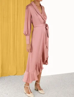 ZIMMERMANN Dresses<Silk Wrap Midi Dress
