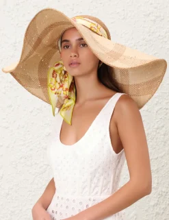 ZIMMERMANN Accessories<Straw & Printed Silk Sunhat