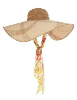 ZIMMERMANN Hats<Straw & Printed Silk Sunhat