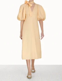 ZIMMERMANN Luminosity<Tie Neck Midi Dress